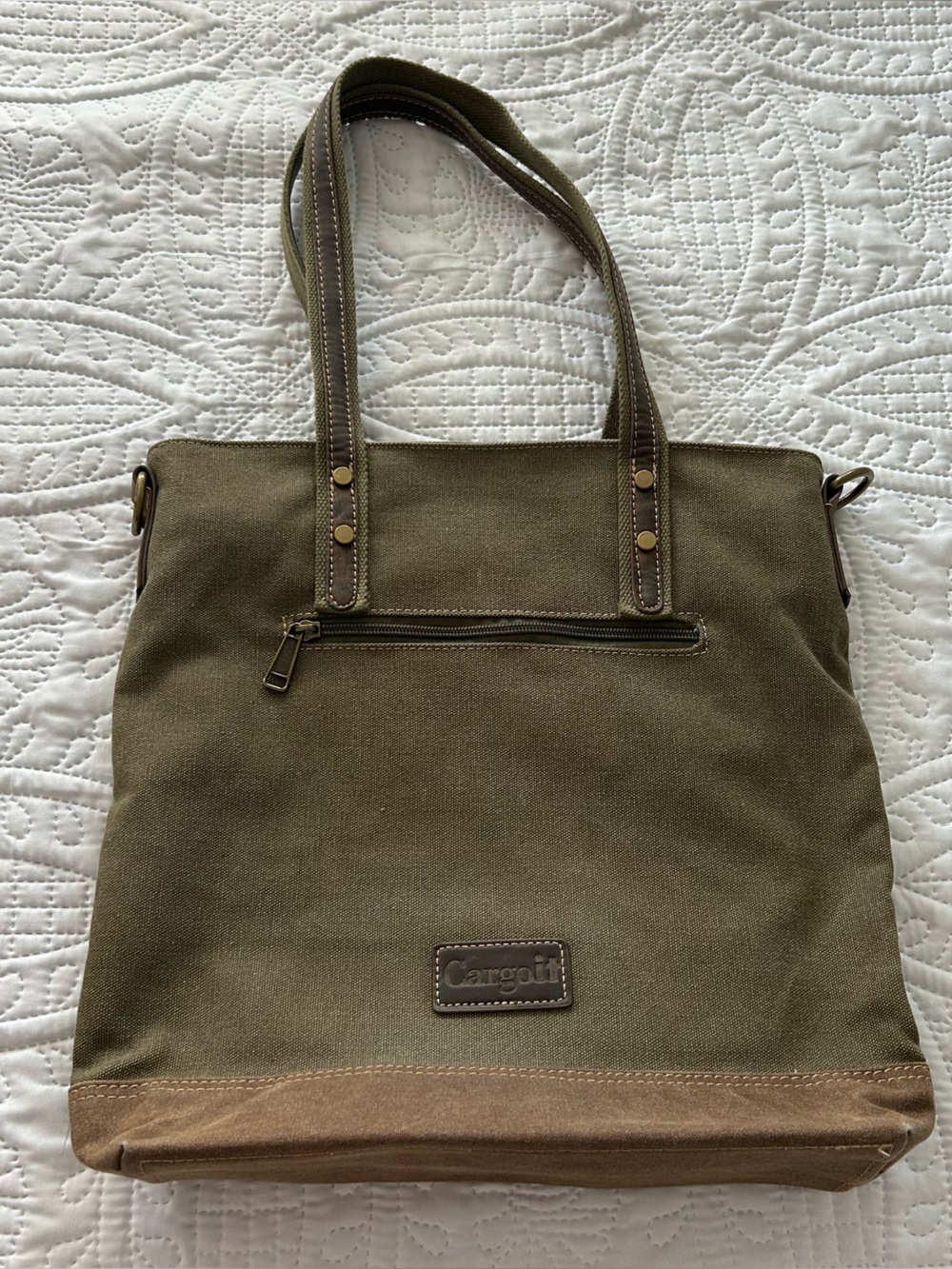 Cargoit Olive Green Canvas Tote Bag